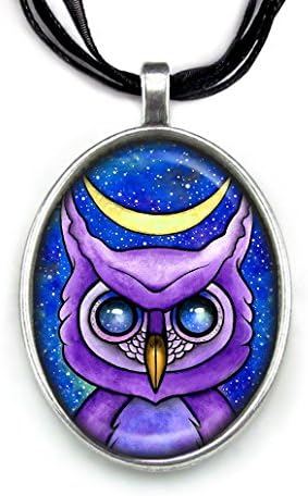 Pendant Necklace Handmade Jewelry Original Art Painting Organza Ribbon Necklace by Artist Carly Landry (Watchful Eyes)