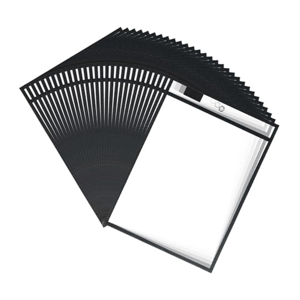 Tebbomp 30PCS Dry Erase Pockets Clear Shop Ticket Holders 10x14Inch,Black,Reusable Plastic Sleeves for Paper