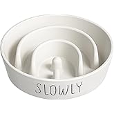 Slow Feeder Dog Bowl - 1.5 Cups Ceramic Puzzle Feeder for Small & Medium Breeds, Maze Design Bowl for Puppy & Fast Eaters, White Pet Dish to Control Eating Speed