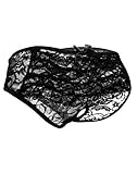 Women's Plus Size Panties Black Lace Thongs S-5XL Brief Cute Lesbian Underwear