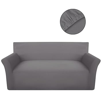 Festnight Sofahusse Sofa Hussen Stretchhusse Stretch Sofabezug aus Baumwolljersey Grau für 3-Sitzer-Sofa