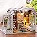 Flever Dollhouse Miniature DIY House Kit Creative Room with Furniture for Romantic Gift (Happy Time Plus Dust Proof Cover)