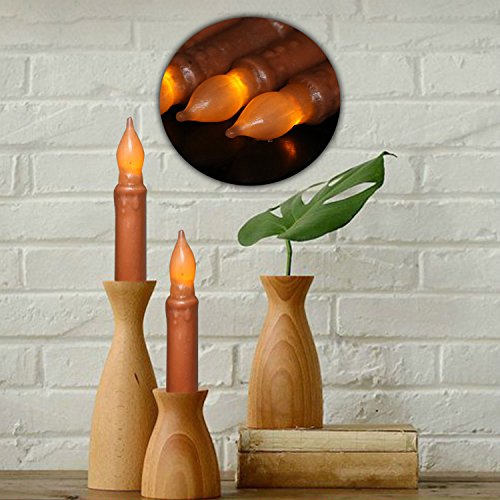 Taper Candles Real Wax Flameless Pillar Short Amber Flickering Yellow Dipped LED Flame Decorative Battery Operated for Church Wedding Christmas Candlelit Dinner-Batteries Not Included(10pcs) - Thumbnail 3