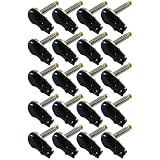 GLS Audio 1/4" Right Angle Plugs Black Back TS Mono Flat Low Profile Pancake Style for Speaker Cables, Patch Cables, Snakes - Male 1/4 Inch Phono 6.3mm Phone Plug Bulk - 20 Pack