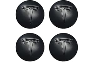 Powlamks 4 PCS Wheel Center Hub Cap Sticker for Model 3 / Model Y, Wheel Rim Cover 2.2” Center Cap Sticker Compatible for Tesla Hubcaps with Logo Emblem, Waterproof Adhesive Backing