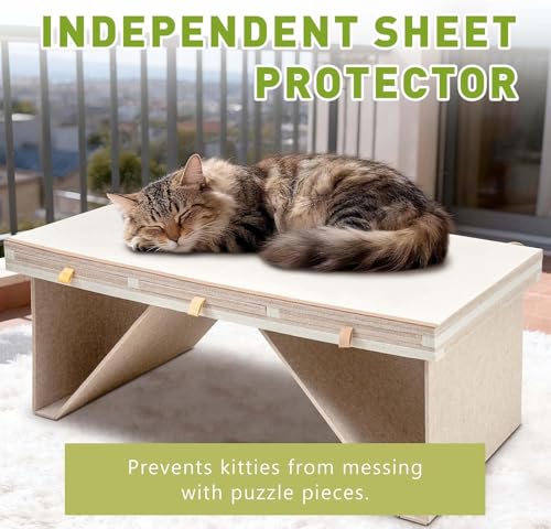 SLEEPHEAD®Felt Jigsaw Puzzle Table with 3-Tilting-Angle, Puzzle Board for Adults with Foldable Legs, Super Lightweight Portable Tables with 4 Drawers & Cover, for 1500 Piece Puzzles