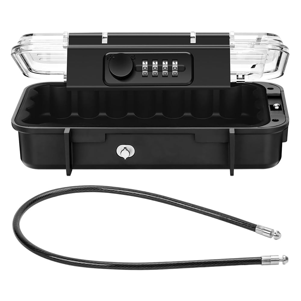 CENPEK Small Safe Box with Code Phone Safe Box Waterproof Travel Safe Box with Anti-Theft Wire Rope for Beach Camping Gym Office Hotel