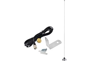 HYS NMO 2M VHF-Band Amateur Trunk/Hole Mount 144mhz(136-174Mhz) Antennas with Stainless Steel L-Bracket Hole & 13ft/About 4m RG-58 Coax Cable for Motorola Icom Vertex Blackbox VHF Mobile Radios