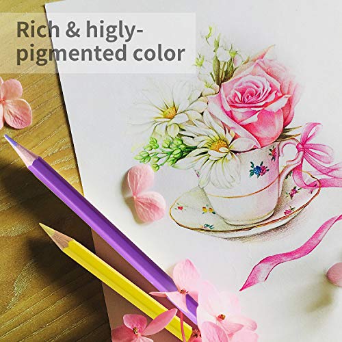 Colored Pencils with Soft Core for Adult Coloring Books Artist Drawing Sketching Crafting Shading,Vibrant Colors with Metal Box 24 Colors