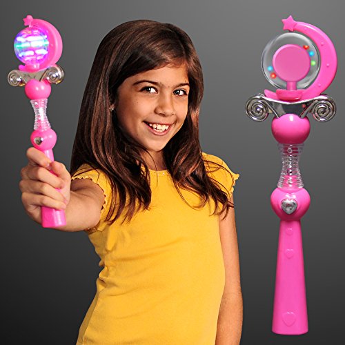 Pink Light Up Princess Wand with Spinning LED Lights