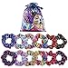 Shiny Metallic Scrunchies, Women Girls Mermaid Hair Scrunchie Elastics Ponytail Holder for Gym Dance Party Club（12 Pieces） primary