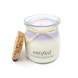 Scented Candle, Natural Soy Wax Double Color Milk Bottle Jar Candle, Lavender, R