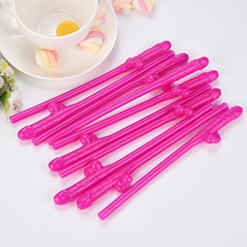 Desrip Party Bachelorette Straws Bachelor Party Supplies Girls Drinking Favors Funny Willy for Birthday Party,Single Party,Wedding Shower,10 Pcs (Hot Pink)