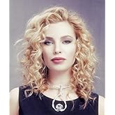 Tseses Short Grey Curly Wigs for Women Gray Layered Fluffy Synthetic Hair Soft Wigs with Bangs Natural Looking Cosplay Daily Use(Grey Mix Brown) (Blonde)