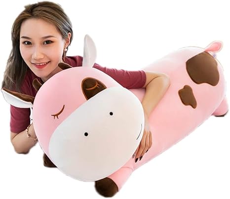 Amazon 可愛い ぬいぐるみ 抱き枕 牛 クッション 動物 50 柔らかい ふわふわ おもちゃ 背もたれ 腰当て クッション 抱きまくら 縫い包み 座布団 お誕生日プレゼント ピンク 子供へ 彼女彼氏へ プレゼント 抱き枕 オンライン通販