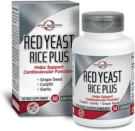 Optim Nutrition Red Yeast Rice Plus CoQ10, Garlic, Grapeseed for Cardiovascular Support (60 Capsules)