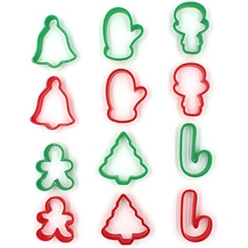 Amazon.com: Set of 12 Plastic Christmas Cookie Cutters - 6 Fun Festive