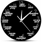Geek Alerts 12 Steps of Recovery Rustic Wall Clock Battery Operated 12inch Silent Movement Watch for Bedroom Mediation Art Home Decor Spiritual Gift