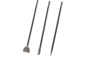 VICTEUT 24 Inch SDS Max 3pc Set - 1 Inch Flat Chisel, Point Chisel and 3 Inch Scaling Chisels - Masonry Concrete Drill Bit Set 40Cr Steel SDS Max Bits Rotary Hammer Drill for Brick Stone Concrete