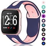 Maledan Sport Bands for Fitbit Versa Women Men, Small, Blue Pink