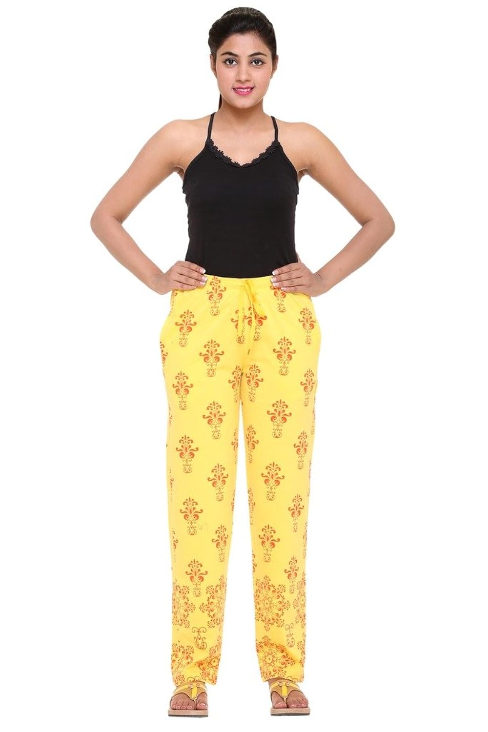women's cotton blended printed lounge wear - track pants