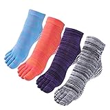 Cosfash Yoga Socks Non Slip Skid Toe Grips Pilates Barre Women Men 4 Pack