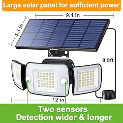 intelamp Solar Flood Lights Outdoor Motion Sensor