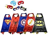 MIJOYEE Comics Cartoon Hero Dress Up Satin Capes with Felt Mask 5 Costume Sets for kids (PJ Masks for kids)