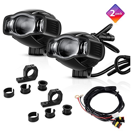 4″ 20W USB Charging Spot Cree LED RACE LIGHTS, Motorcycle LED Fog lights, LED Work Lights for Off Road and Dirt Bikes, DRL Driving Running Light for ATV Truck w/ ON/OFF Toggle Switch (Pack of 2)