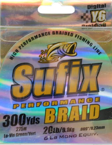 Sufix Performance Braid 20 lb (Green, Size- 300 YD Spool)