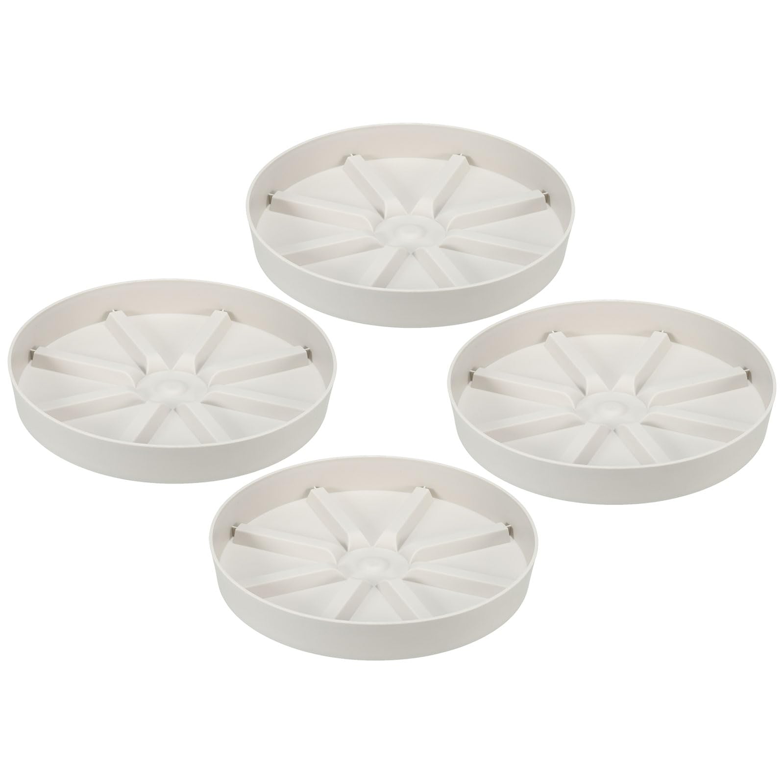PATIKIL 9 Inch Plant Saucers Tray, 4Pcs Durable Plastic Round Flower Pot Drip Tray Thicker Anti-Rot Root for Indoors Outdoors Home Garden, Beige