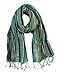 Women’s Jewel Shimmer Multicolor Stripe Scarf, Metallic Pashmina Shawl (Turquoise Green)