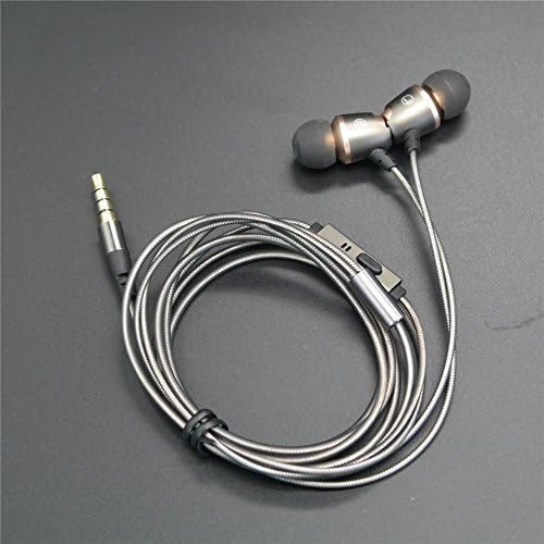 Headphones with Microphones,In-Ear Metal Earbuds,Bass Stereo Ear Buds Wired Earphones,Noise isolating Headset for Apple iPhone,iPad, Samsung, PC (grey-gold)