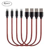 Yostyle 1ft Short Phone Charger Cable, Nylon Braided USB Charging & Syncing Cord Compatible with Phone X XS Max XR/8/8 Plus 7/7 Plus 6/6s Plus 5/5s/5c, Pad Mini/Air/Pro Pod Touch - 4Pack