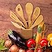 Kitchen Cooking Utensils Set - 6 Pieces Bamboo Wooden Spoons & Spatulas and 1 Holder as House Warming Presents, Heat Resistant for Non Stick Cookware