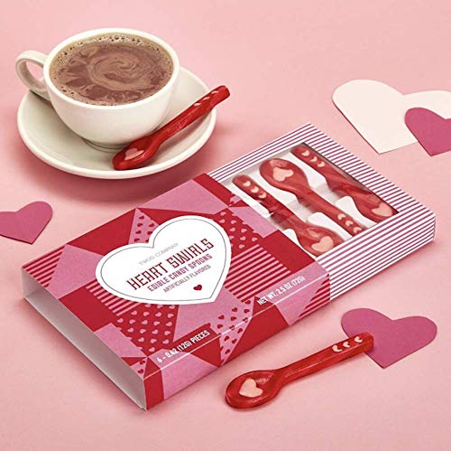 Two's Company Sweet Hearts Set of 6 Marshmallow Flavored Candy Spoons in Gift Box Heart Valentine's Day