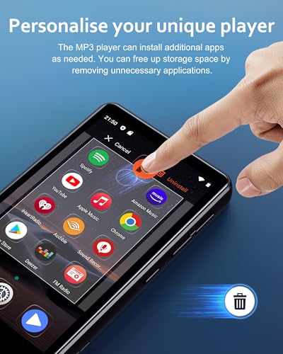 Spotify MP3 Player with Bluetooth and WiFi, AGXOV MP4 Music Player with 4.02 Inch Touchscreen Screen, Portable Android MP3 with Audible, Deezer, Play Store, Black