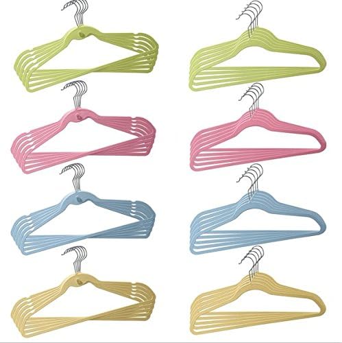 Filstraw Cascade Hangers Steel Swivel Hooks -Slim, Sturdy Saves You Extra Space-Blue, Pink,Green,Yellow; 20pc Hangers In Flat Shape And 20pc Flat Hangers With Cascade Hook---40Pack