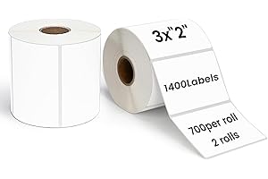 ESSENTIAL 3"x2" Direct Thermal Barcode Labels, Shipping Label, Compatible with Arkscan & Zebra Label Printers, 700 per Roll (2 Rolls - 1400 Labels)