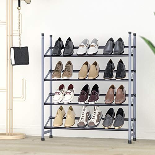 4Tier Stackable Shoe Rack, Expandable & Adjustable Shoe Shelf Storage