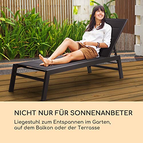 blumfeldt Renazzo Lounge Liegestuhl - Grey Edition, Sonnenliege, Gartenliege, 186 x 56 cm Liegefläche, höhenverstellbare Rückenlehne, Wasserabweisende und gepolstert, ComfortMesh, anthrazit – Bild 3