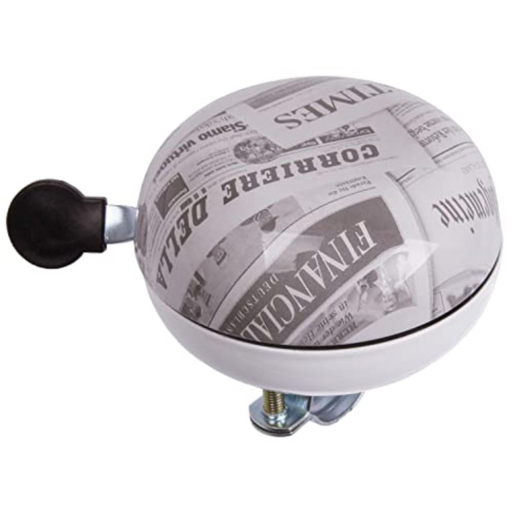 M-Wave Unisex Adult Newspaper Bicycle Bell, Many Different Designs, Steel, 80 Mm - white/black, 80 mm