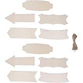 Unfinished Hanging Wood Sign, 10Pcs Wooden Arrows for Crafts Wooden Sign with Rope Blank Hanging Decorative Woodens Plaque for Crafts