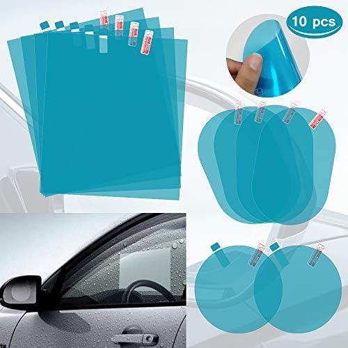 Autoec カーバックミラー防水フィルム 10枚入り 車のリアビューミラーフィルム 汎用型 サイドウィンドウ保護 ドアミラー 防雨 防水 安全運転 曇り止め 形方形 視界確保 楕円 防眩 円形 出荷