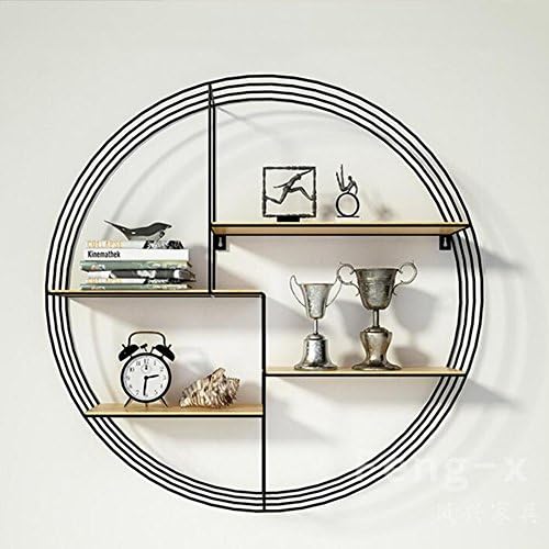 ZR- Wall Circular Wall Shelf Decorative Wood Partition Iron Art Multi-layer Bookshelf Nordic Living Room Creativity Bedroom 60/80cm (Size : 602160cm)