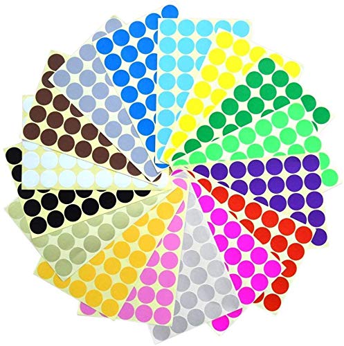 Round 25mm Dot Stickers - 16 Colors per Sheet for Home Office Supplies - 640 Pieces