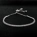 Diamondido Women's Slider Tennis Bracelet Bangles Round Cut Cubic Zirconia Adjustable 2mm Link Bracelet For Women(White)