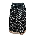 Womans Maxi Skirt Printed A-Line Fit And Flare Vintage Golden Border Boho Long Skirts M/L