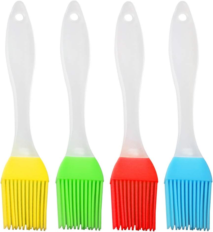 Nuosen 4 Stücke Silikon Grillpinsel, 4 Farben Bratenpinsel küchenpinsel, BBQ Pinsel für Holzkohle Grill, Gas Grill, Electric Grill