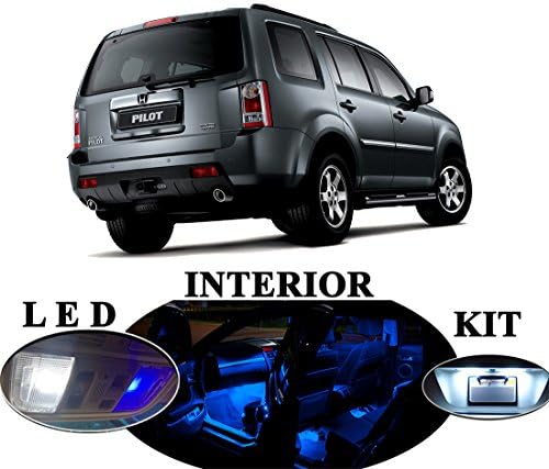 LED Lights for Honda Pilot Blue Premium LED Package Upgrade - Interior + License plate / Tag + Vanity / Sun Visor + Reverse / Backup (19 pieces)